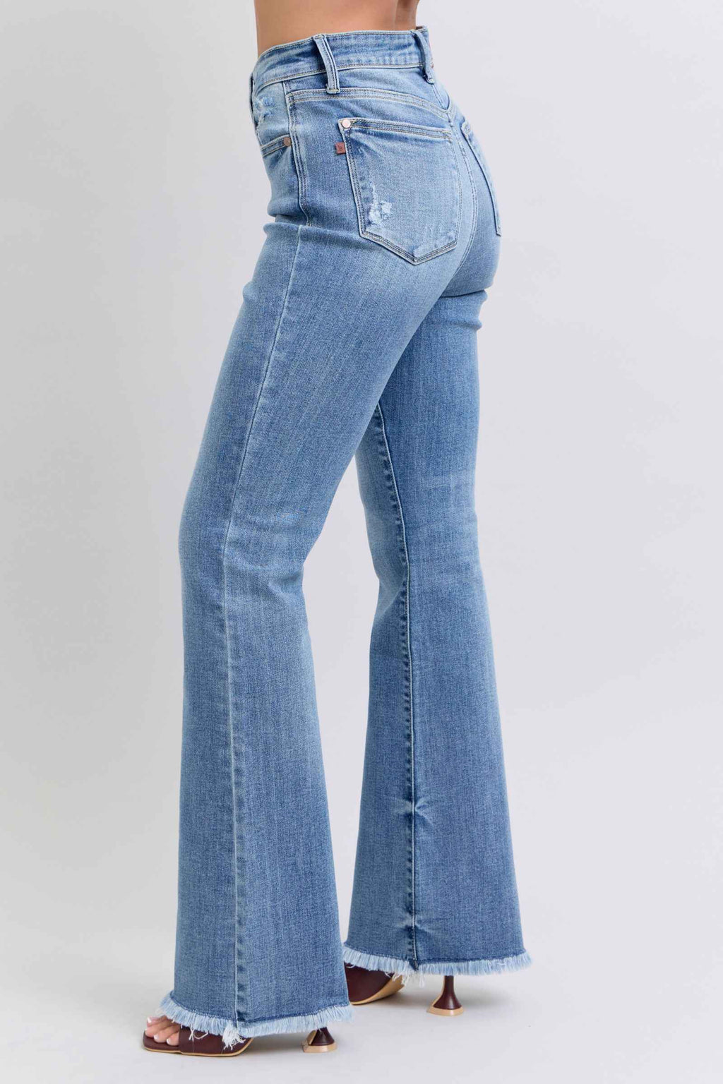 Judy Blue High Rise Bootcut Jeans with Raw Hem for Women's Jeans