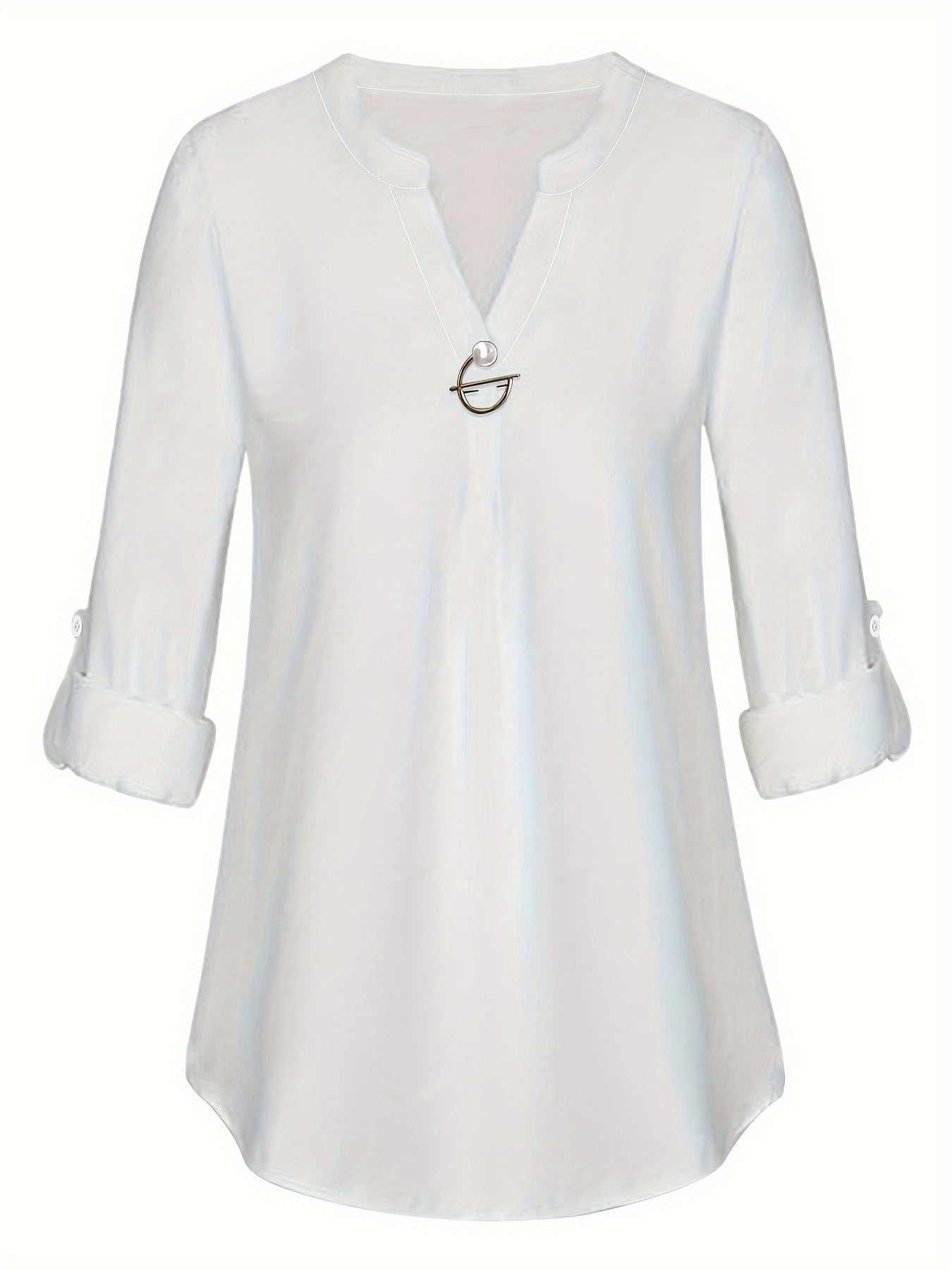 Women's Pearl Button Blouse - Long Sleeved Casual Versatile Top