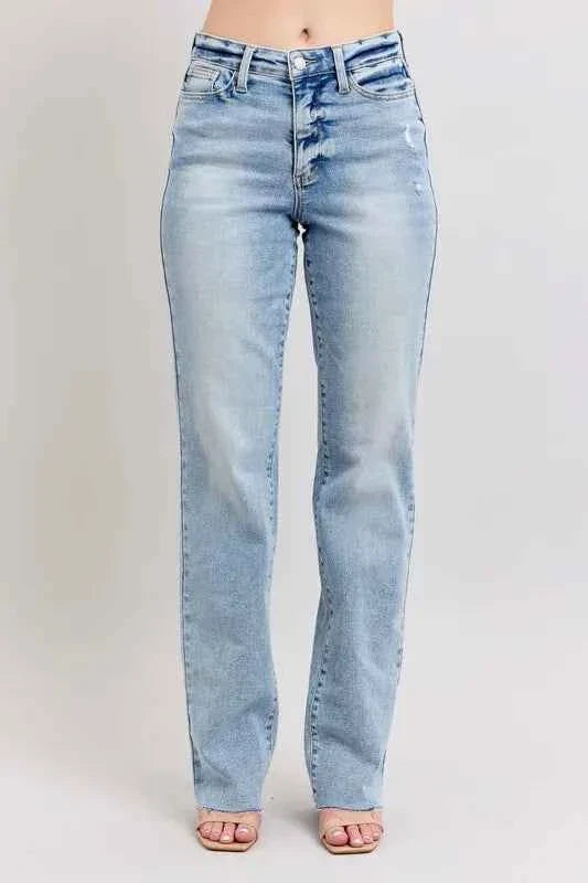 Judy Blue Plus Size Women's Jeans - Full Size Mid Rise Light Wash Dad Jeans