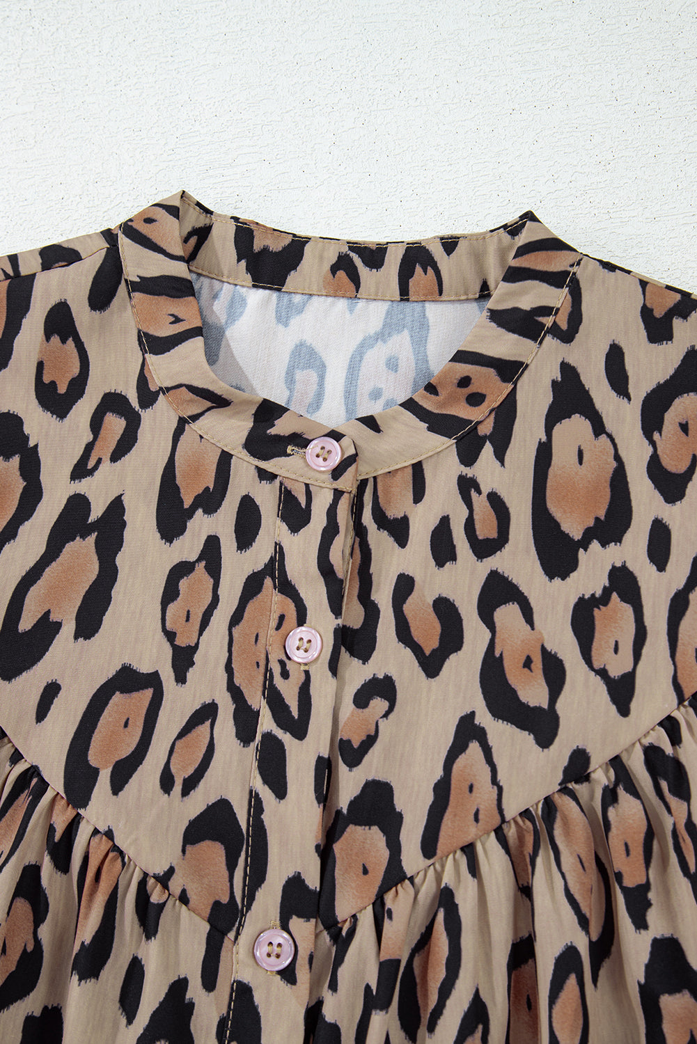 Leopard Balloon Sleeve Button-Up Shirt