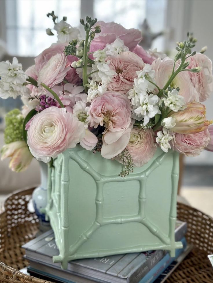 Mint Green BAMBOO BOX PLANTER