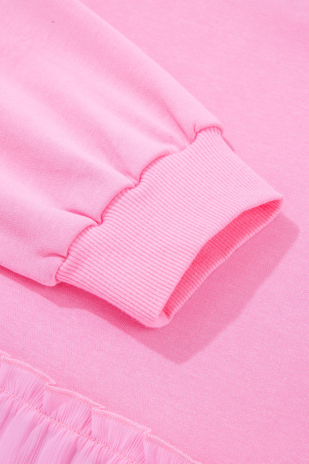 Plus Size Solid Ruffle Tiered Ribbed Crewneck Top