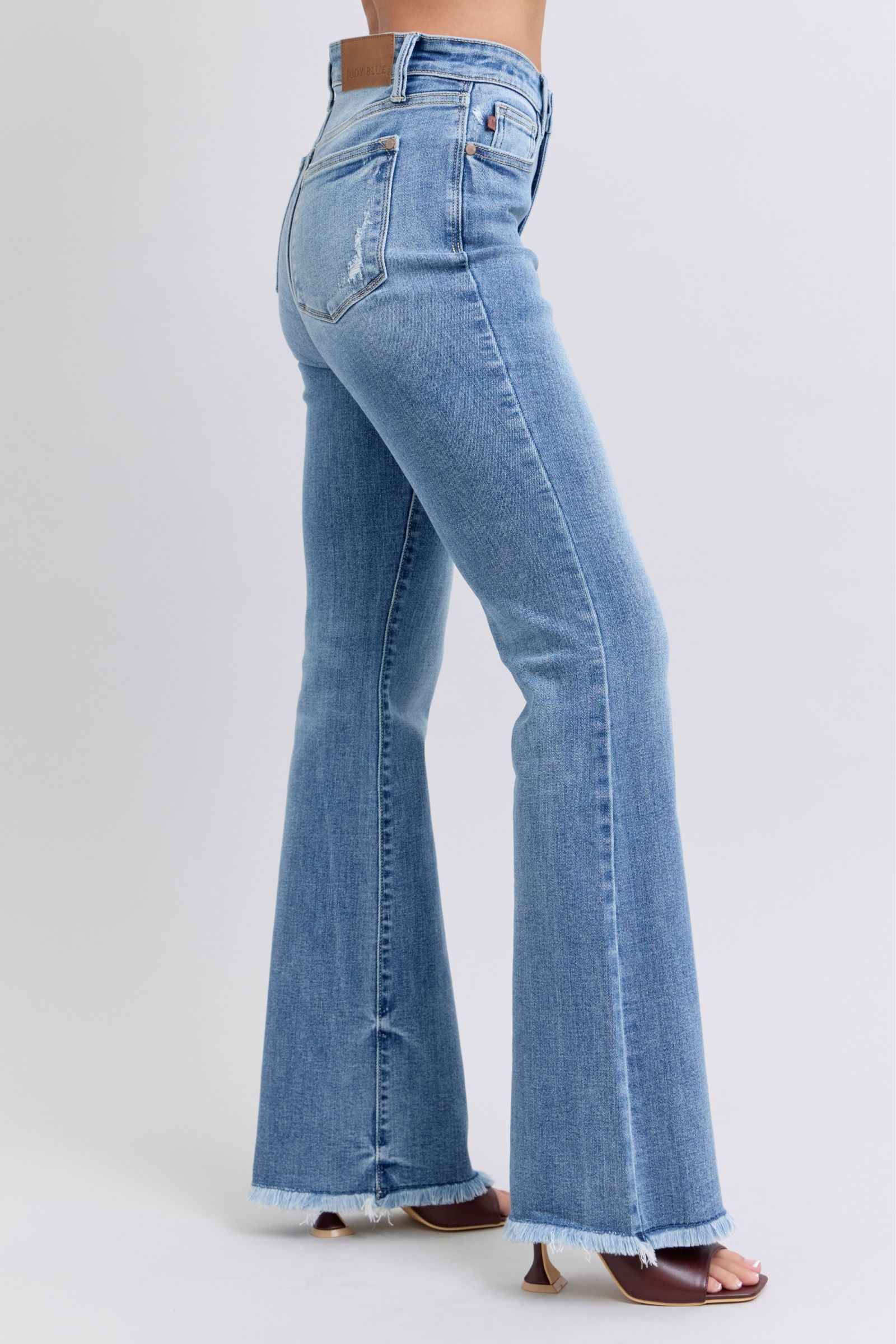 Judy Blue High Rise Bootcut Jeans with Raw Hem for Women's Jeans