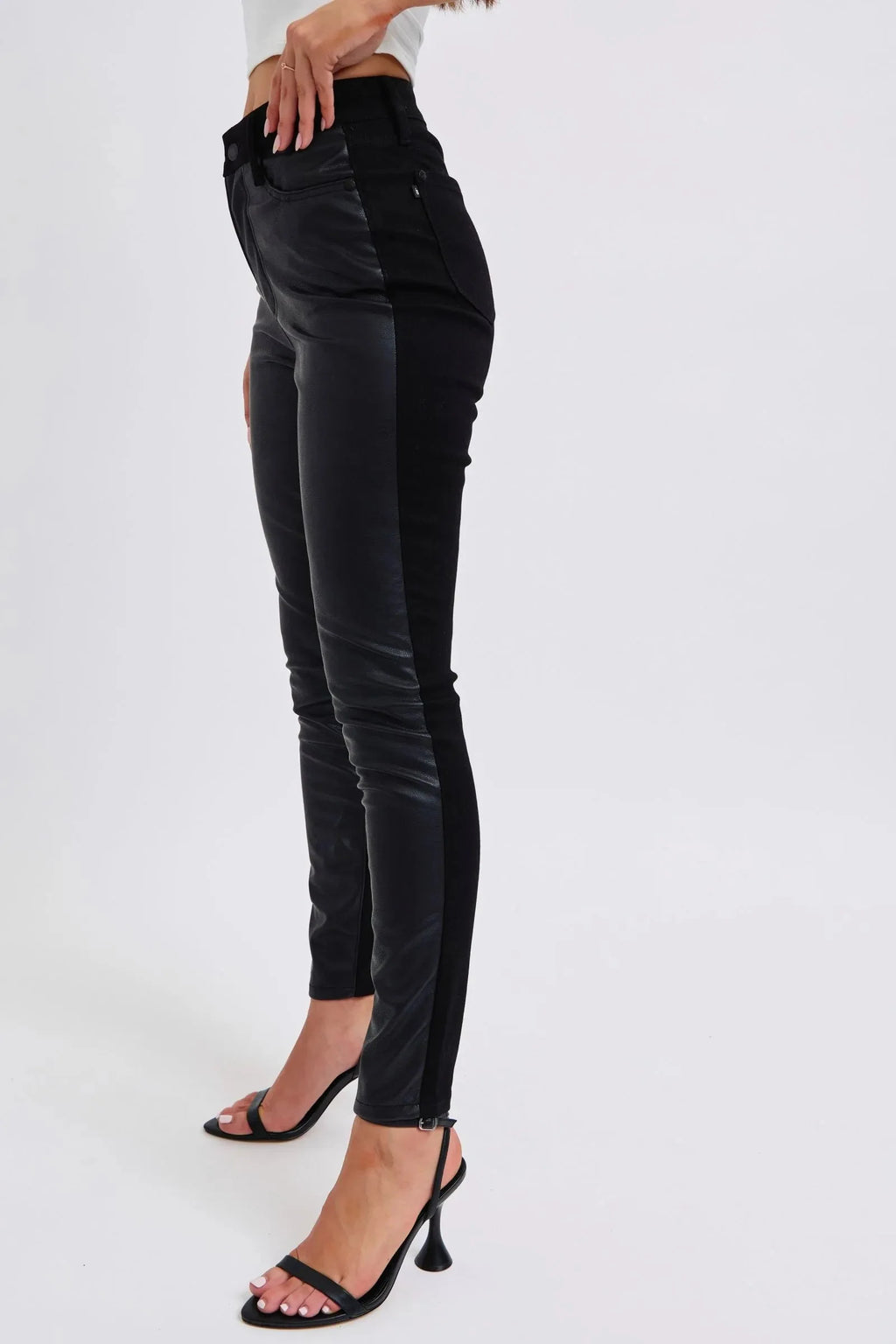 Judy Blue Jeans - Plus Size High Waist Faux Leather Skinny Pants