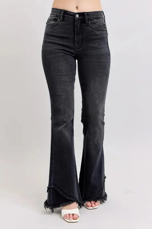 Judy Blue Full Size/Plus Size High Waist Flare w/ Mock Fray Tulip Hem