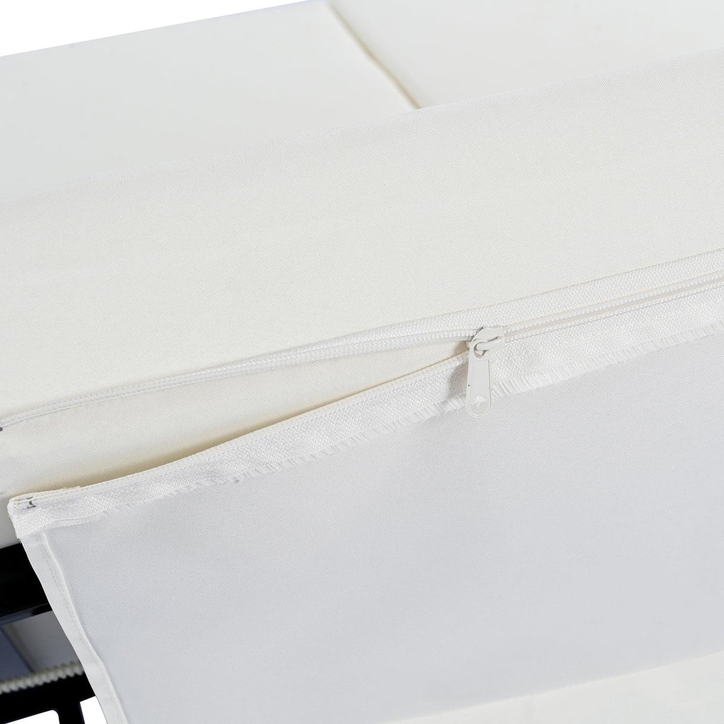 Outdoor Daybed, Patio Rattan Daybed with 5-Position Adjustable Backrest and Removable Cushions & Pillows for Garden, Backyard, Poolside