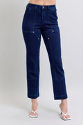 Full Size High Waist Workwear Patch Pocket Straight Leg Judy Blue Jeans