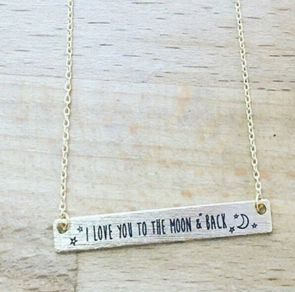 I Love You To The Moon and Back Necklace Silver an