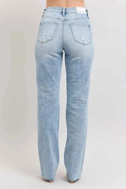 Judy Blue Plus Size Women's Jeans - Full Size Mid Rise Light Wash Dad Jeans