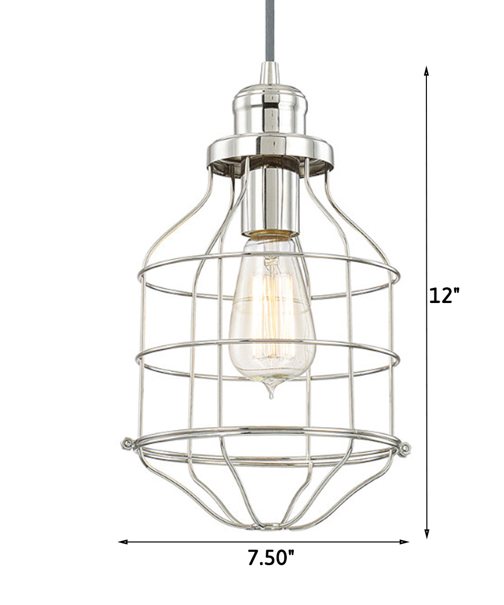 7.5"W Daudin 1-Light Pendant Polished Nickel