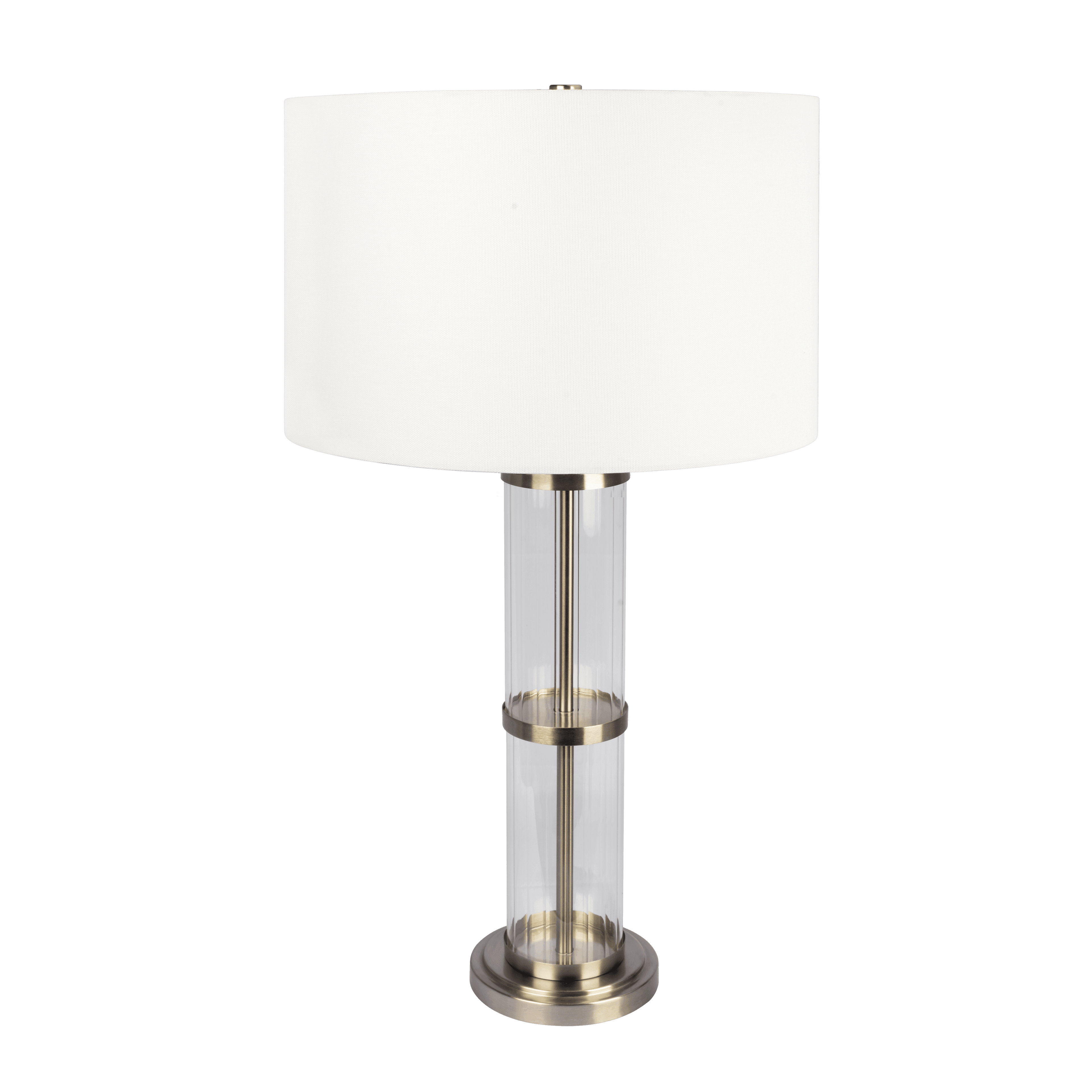 Echo Brushed Nickel Table Lamp with On/Off Switch Clear Glass Body  Me