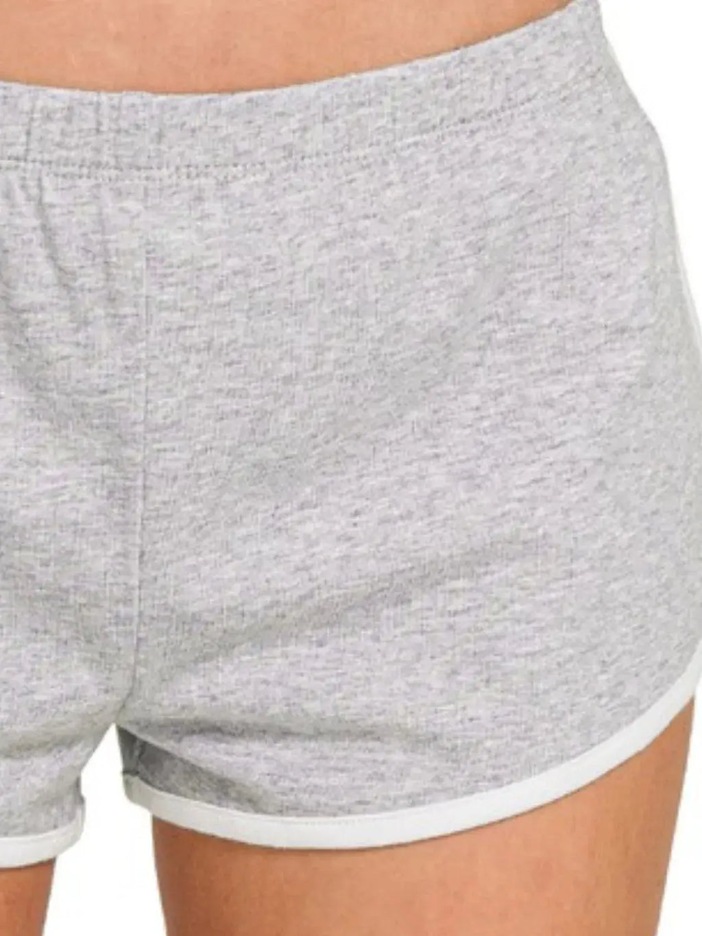 Zenana Elastic Waistband Gray Cotton Lounge Dolphin Hem Shorts
