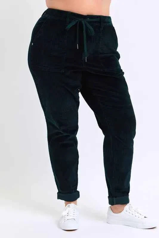 Judy Blue Plus Size Corduroy Casual Pants High Waist Cuffed