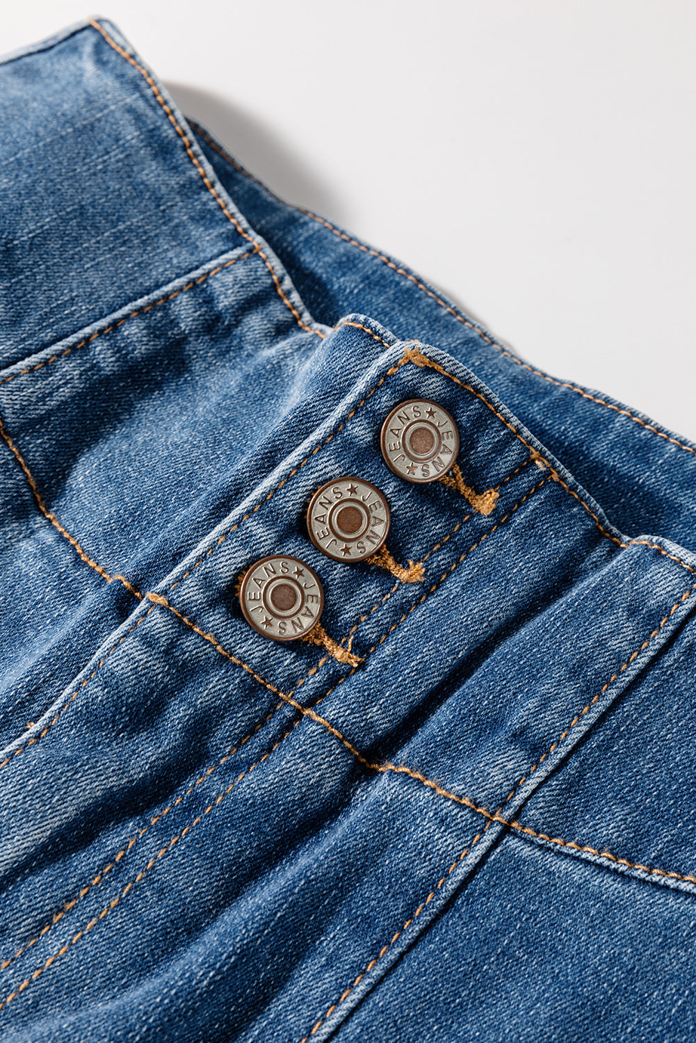 Sail Blue High Waist Jeans With Button Fly And Raw Hem