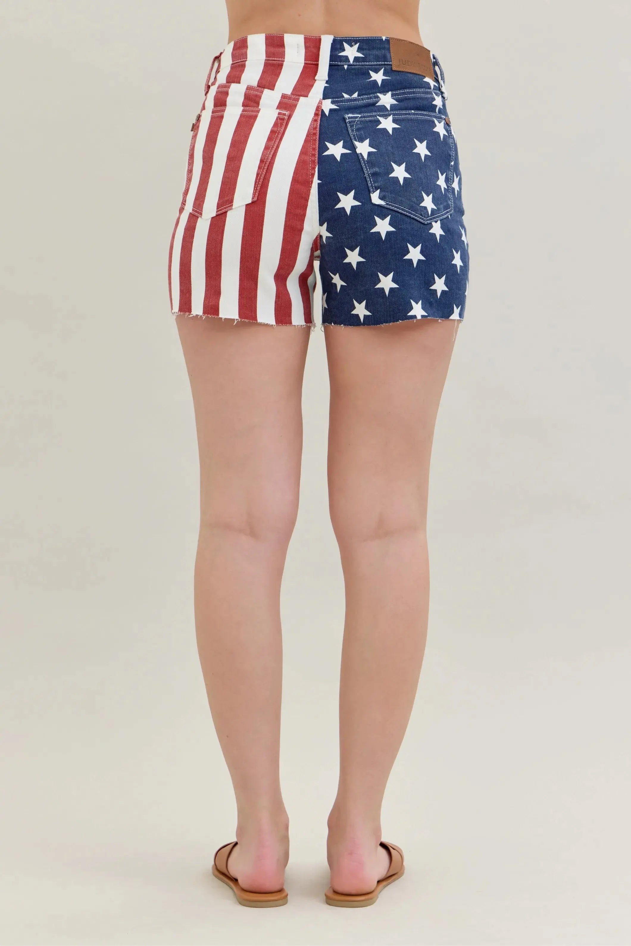Judy Blue Jeans - Full Size High Waist Americana Flag Fray Hem Shorts