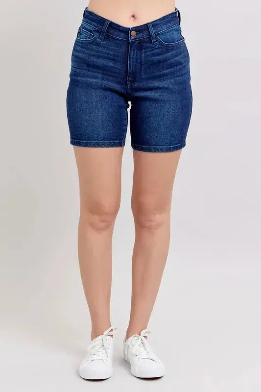 Judy Blue Full Size/Plus Size High Waist V-Front Bermuda Shorts