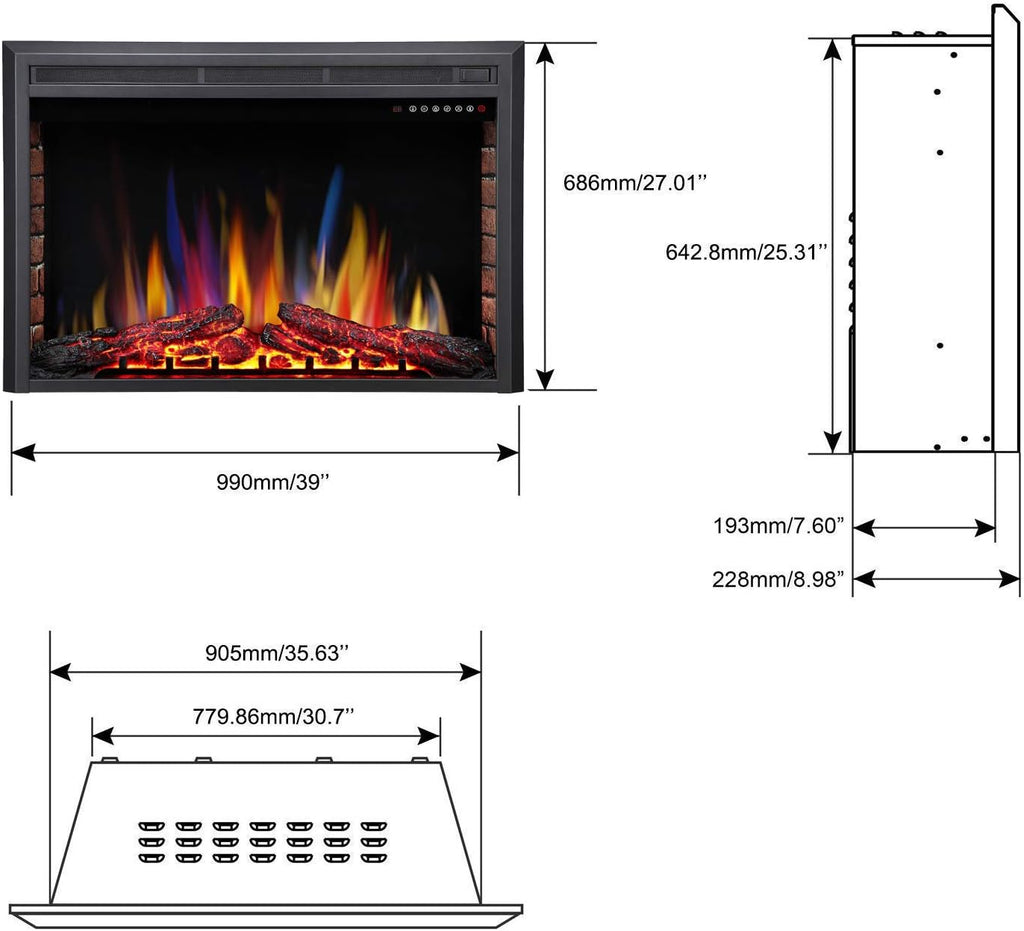 Electric Fireplace Insert Adjuatble Flame Colors 936A,939A,936BXB,939BXB