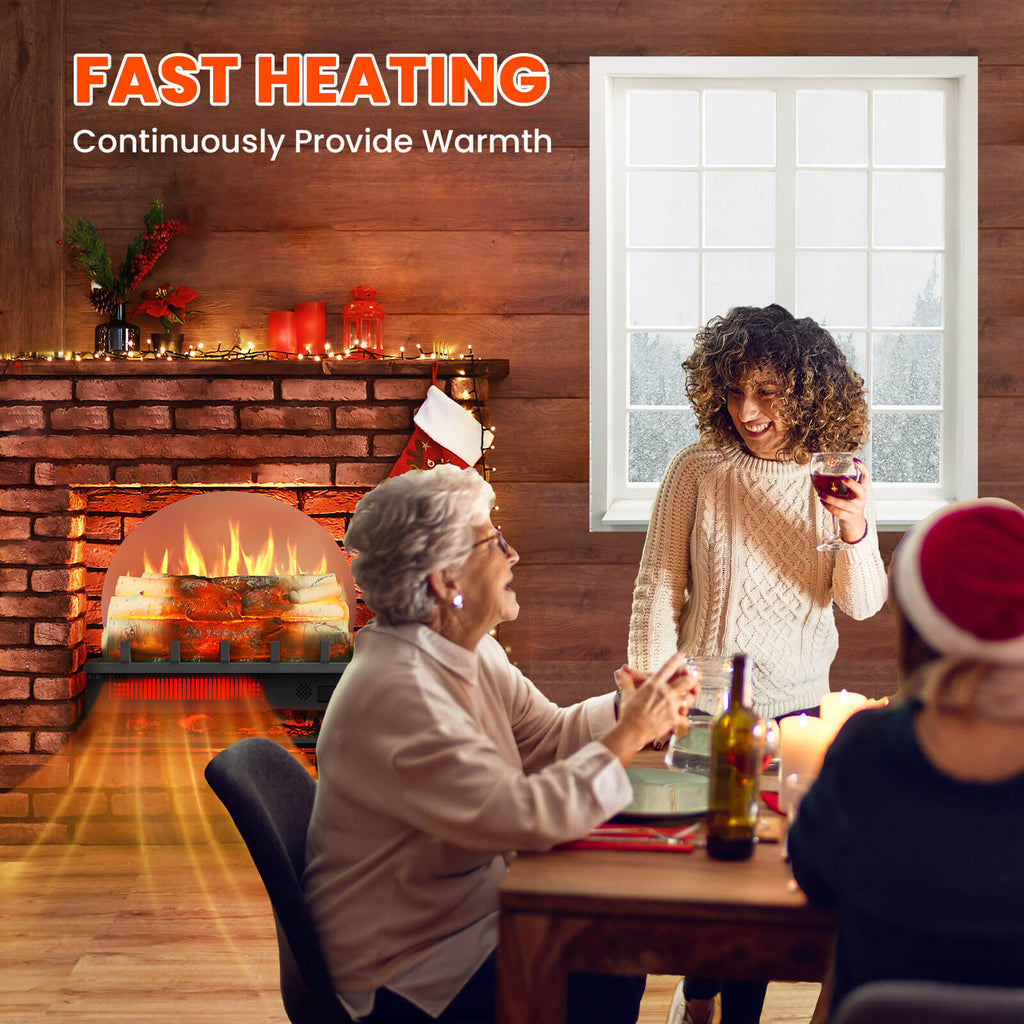 Electric Fireplace Log Heater with Infrared Flames L360CP