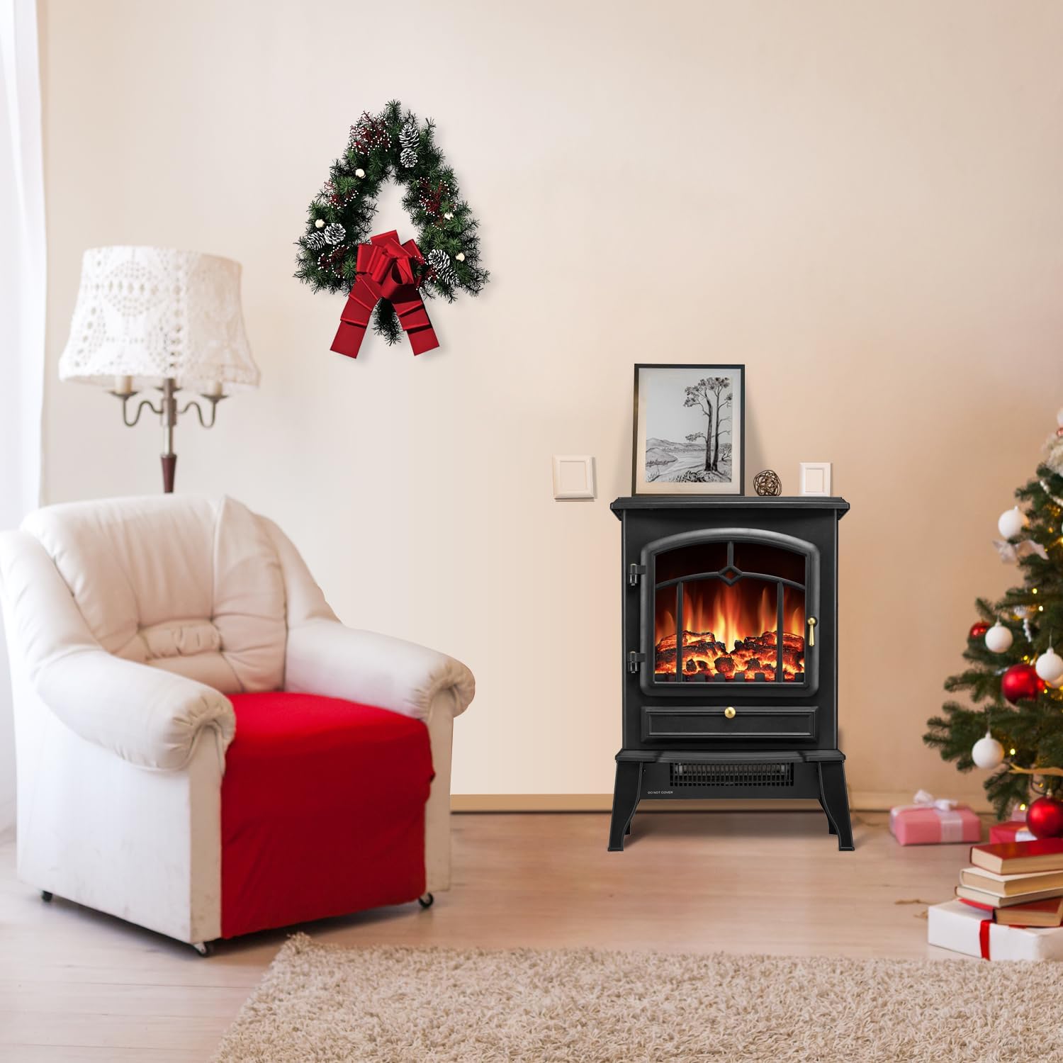 Electric Fireplace Stove Heater with Thermostat Control 520232