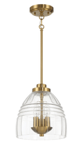 Ember Three Candle Lights Chain Pendant With Clear Glass - Satin Brass