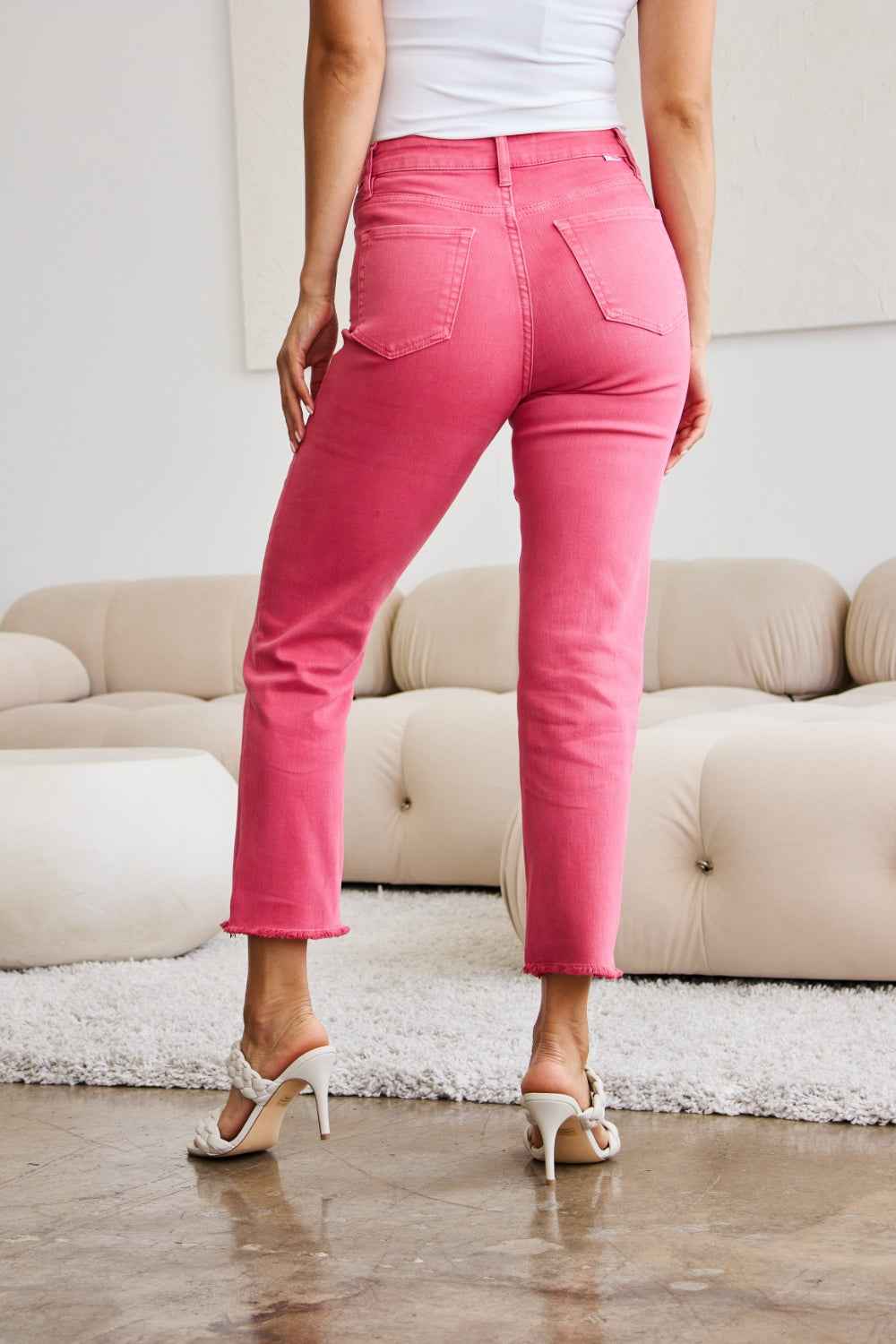 RFM Crop Dylan Full Size High Waist Tummy Control Jeans with Raw Hem Women's Jeans