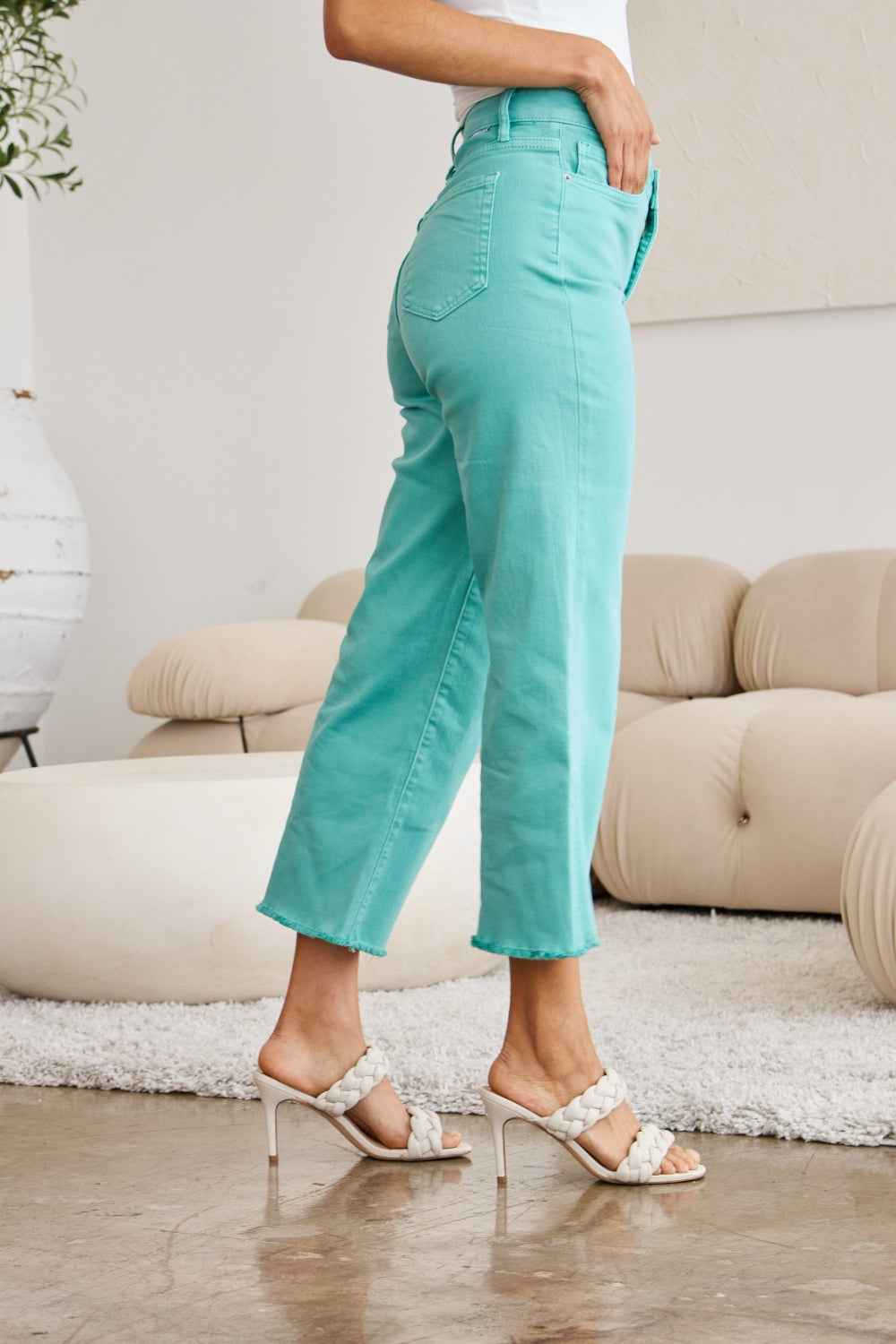 RFM Crop Chloe Tummy Control High Waist Jeans  Women's Jeans - Full Size Raw Hem