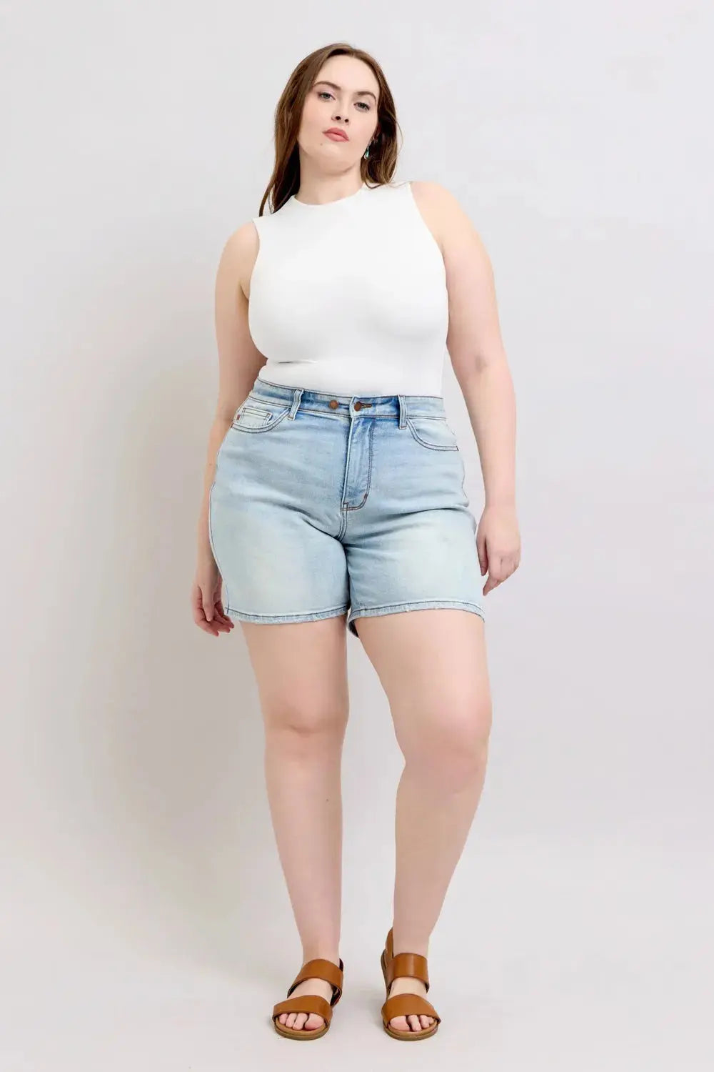 Judy Blue Jeans Plus Size 2 Button Denim Shorts with Pockets