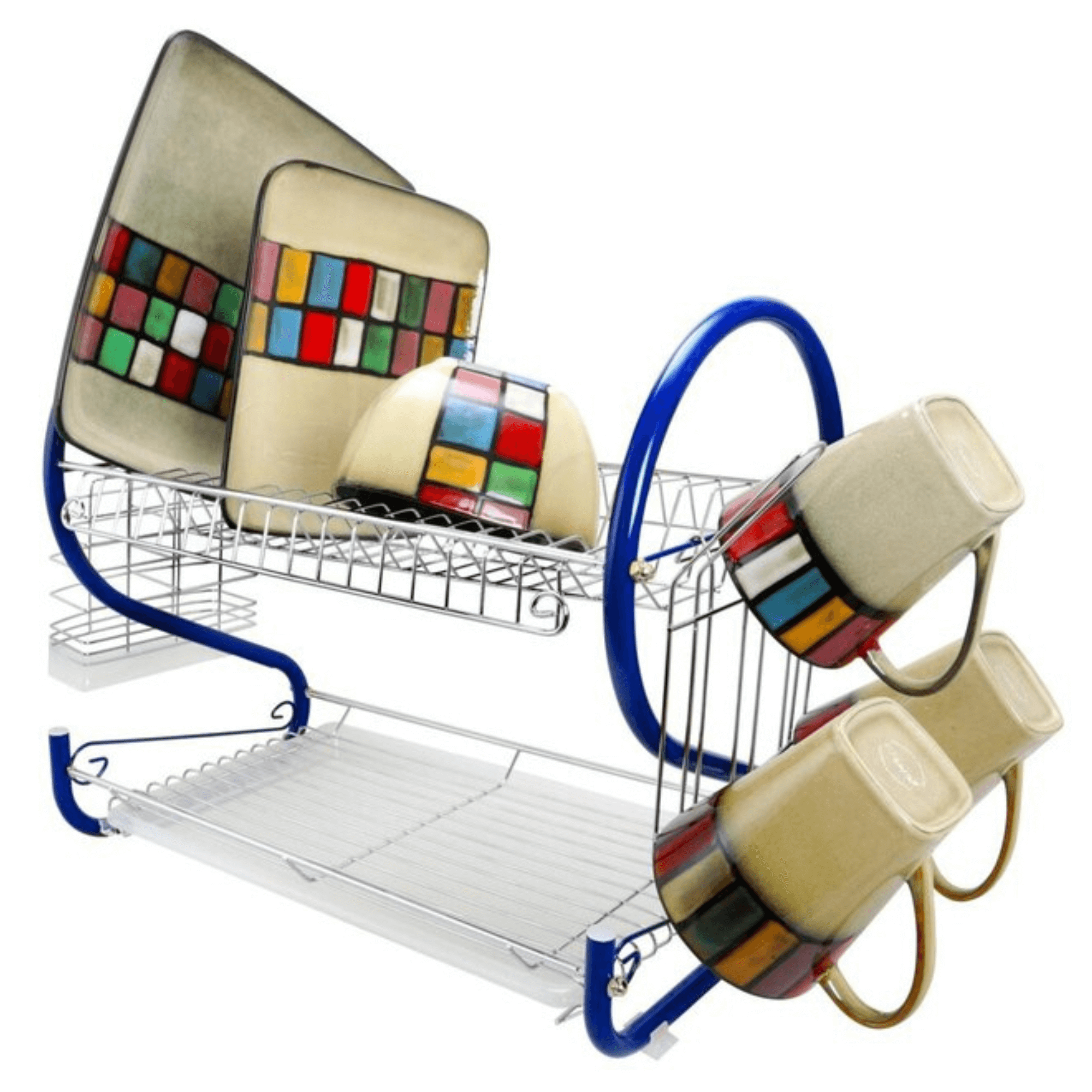 Better Chef 16" 2-Level Colored-Chrome-Plated S-Shaped Dish Rack