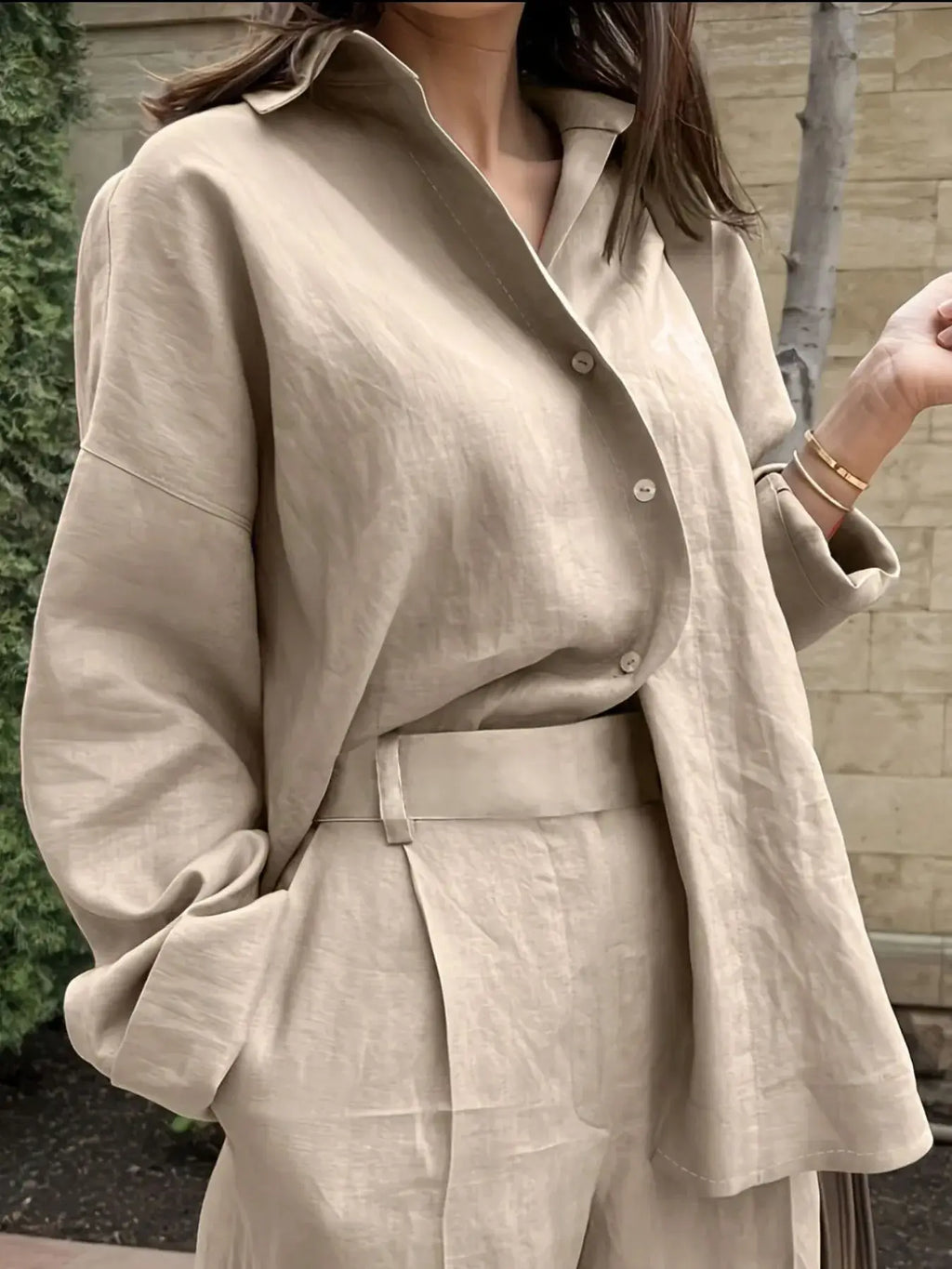 Oversized Button Up Long Sleeve Shirt For Casual Wear