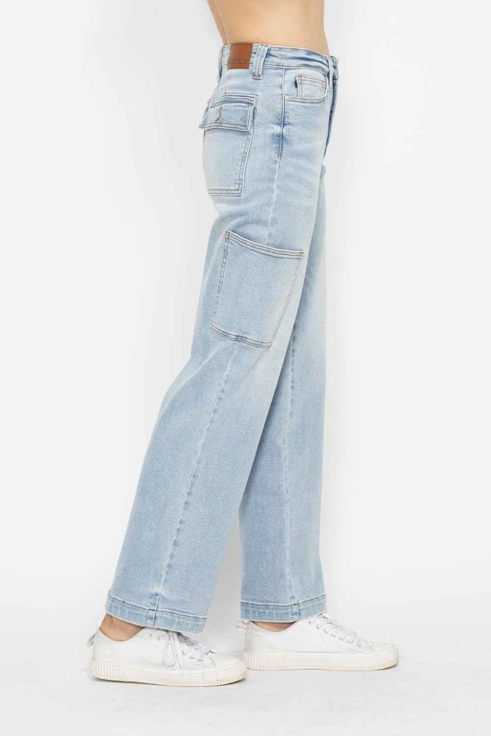 Judy Blue High Waist Straight Cargo Jeans  Women's Jeans - Full Size
