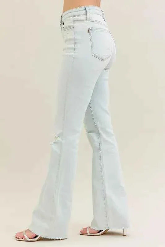 Judy Blue Full Size Destroy & Fray Hem Bootcut Jeans Plus Size Women's Pants