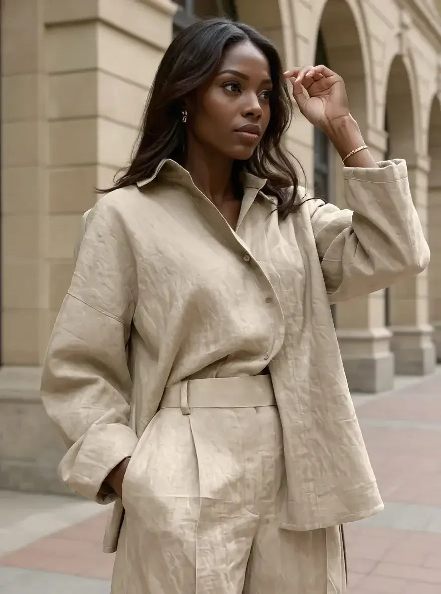 Oversized Button Up Long Sleeve Shirt For Casual Wear