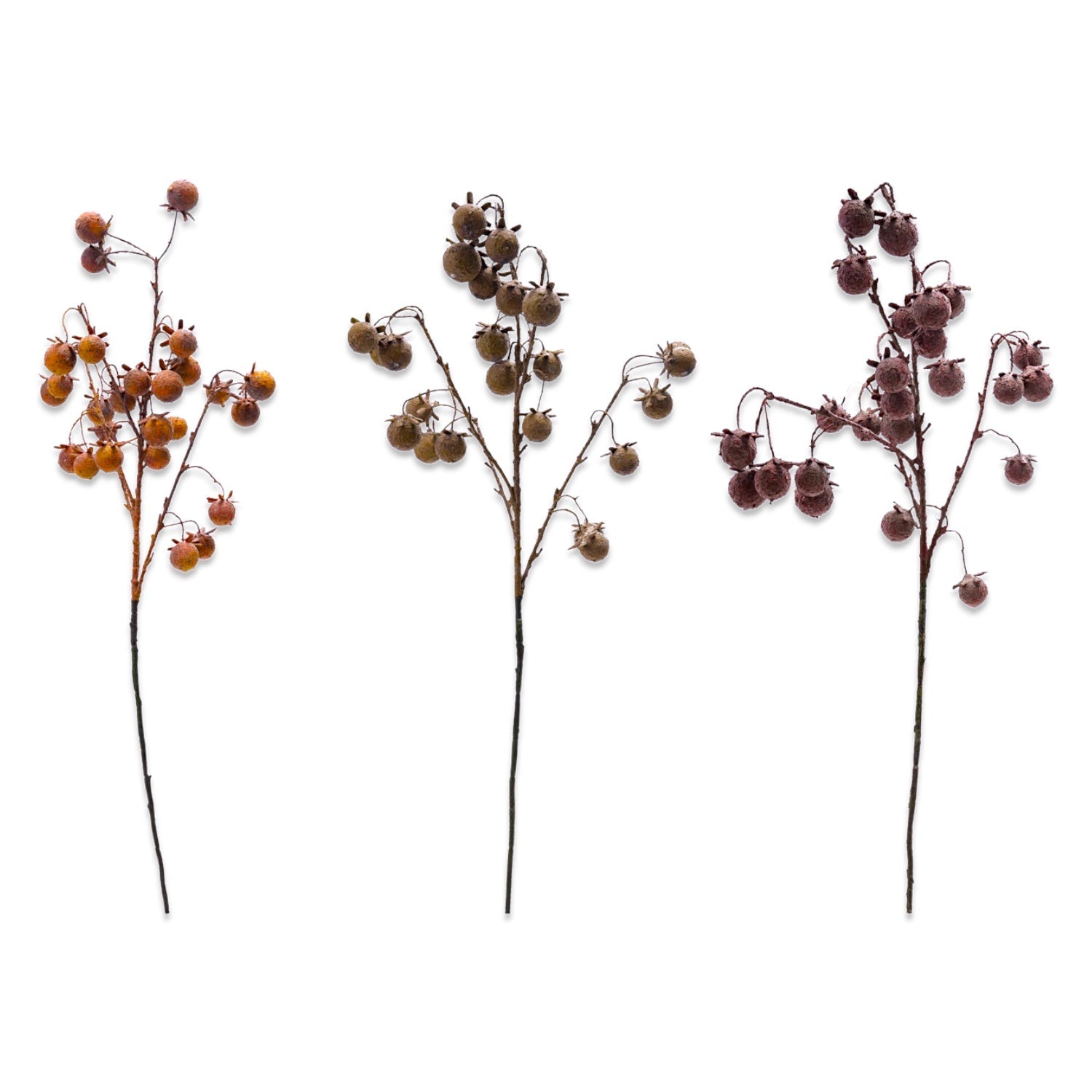 Distressed Faux Rose Hip Stem | 3 Colors