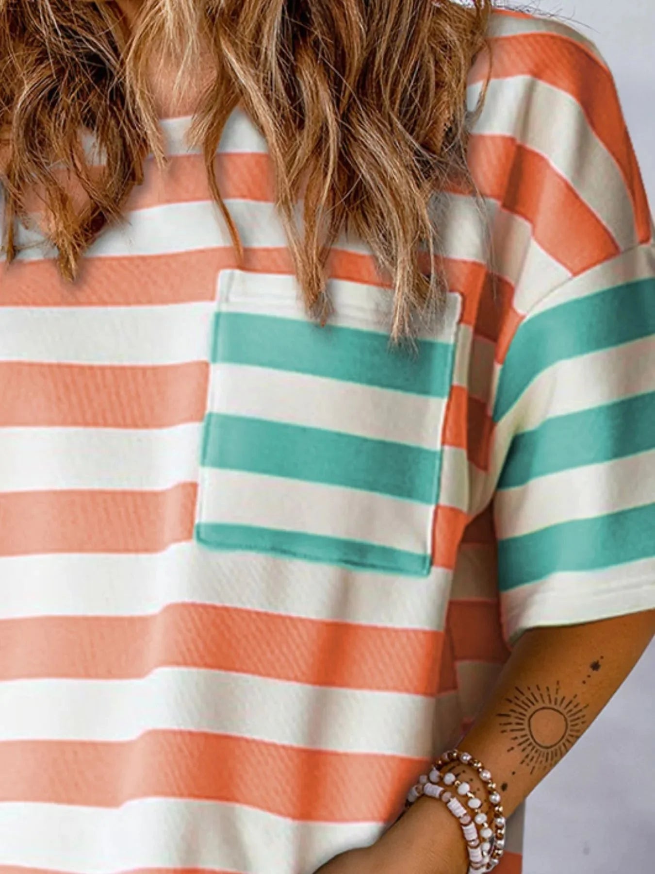 Striped Short Sleeve Oversized Womens T Shirt