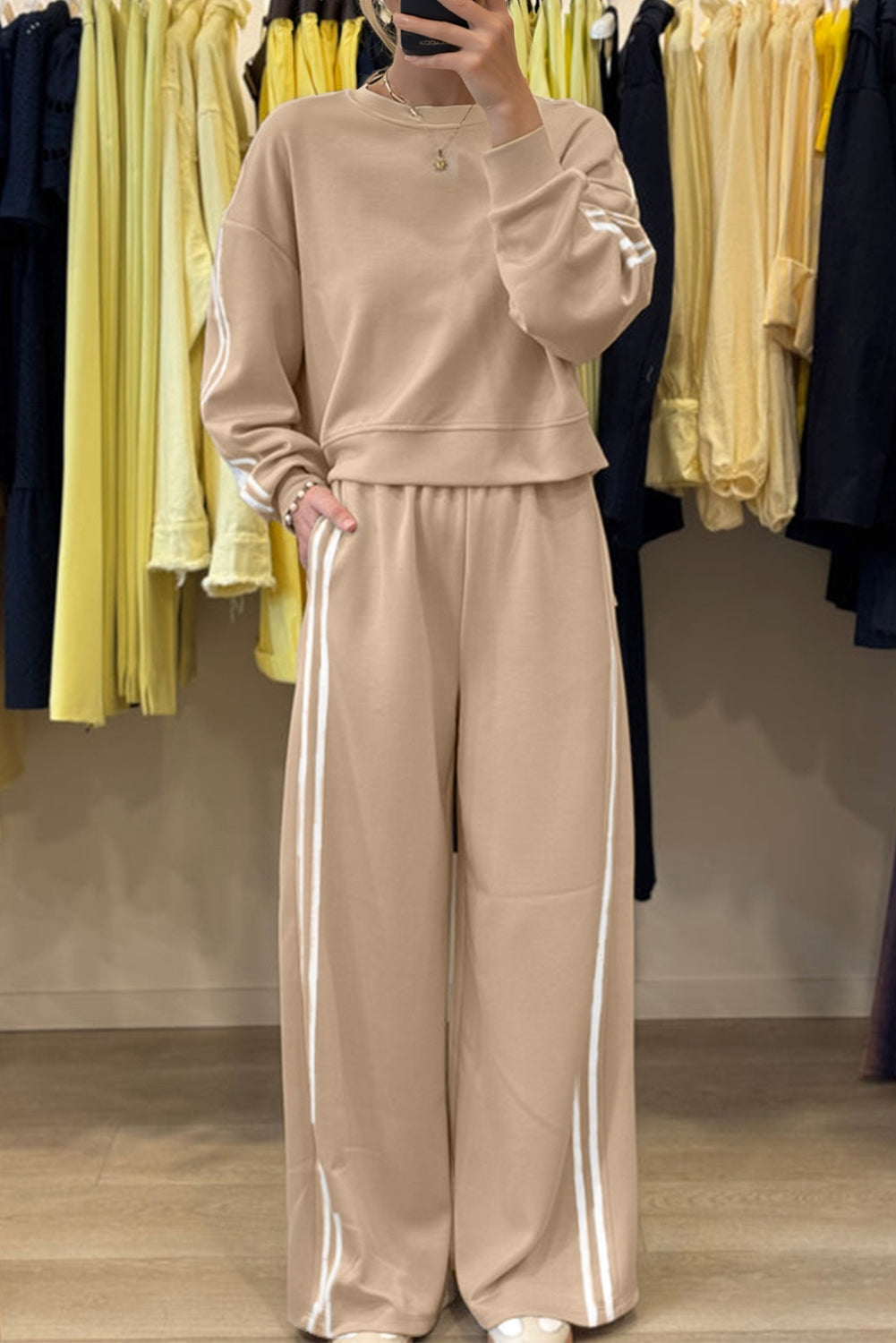 Varsity Stripe Crewneck Pullover and Sweatpants Set