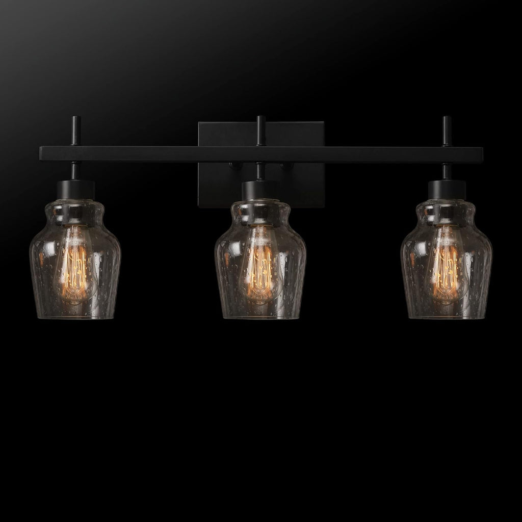 Bunbury 5-Piece "All-in-One" Bathroom Set, Matte Black, 3-Light Vanity Light Combo
