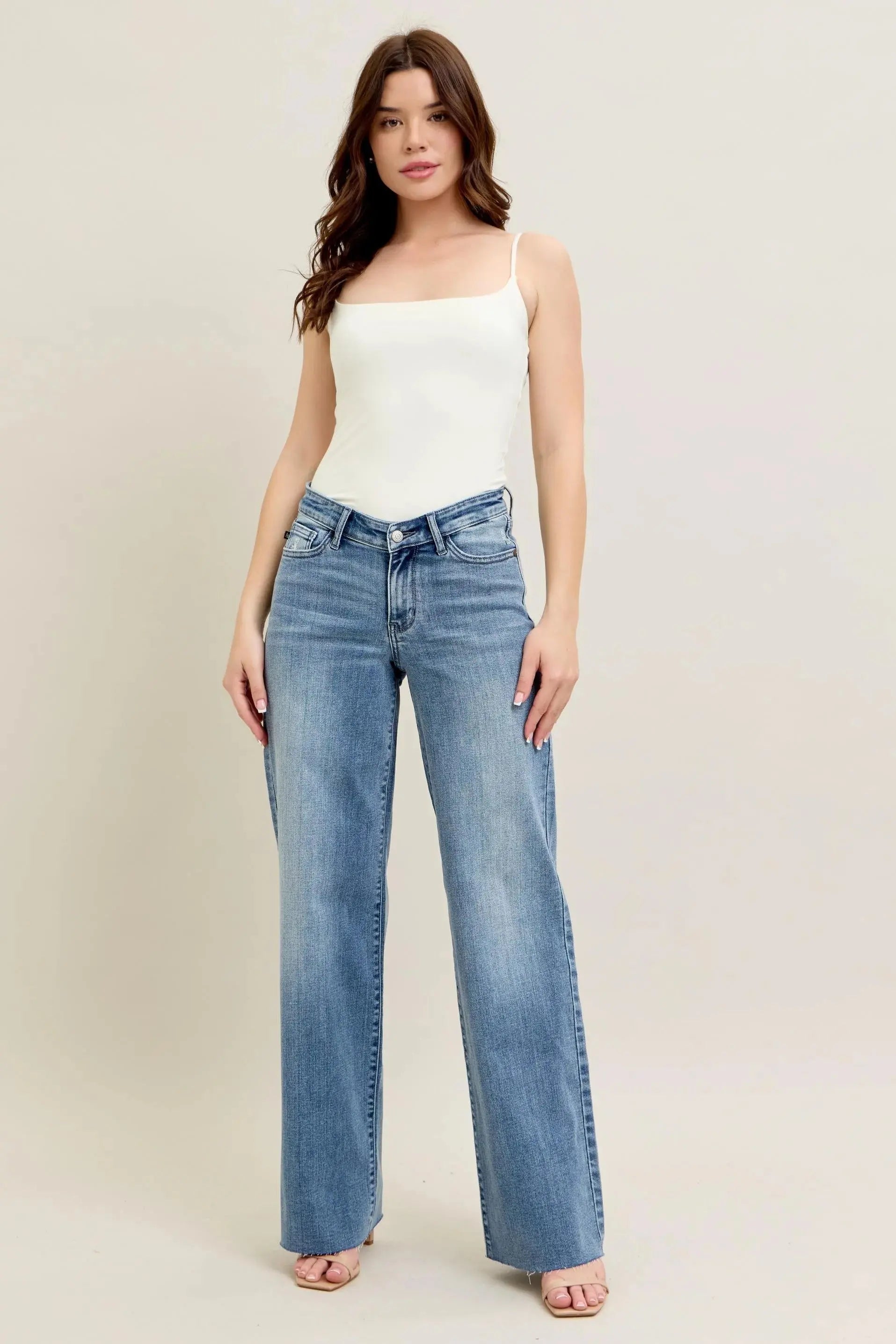 V-Front Baggy Judy Blue Jeans - Full & Plus Sizes