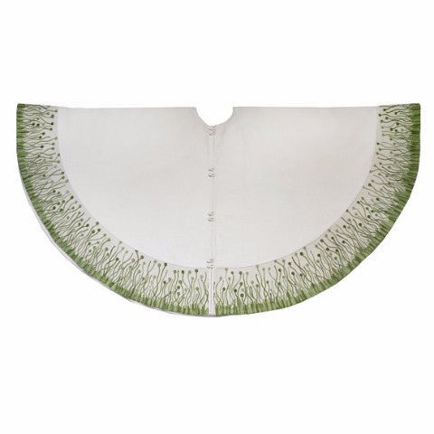 Handmade Flora Christmas Tree Skirt Green Arcadia Home