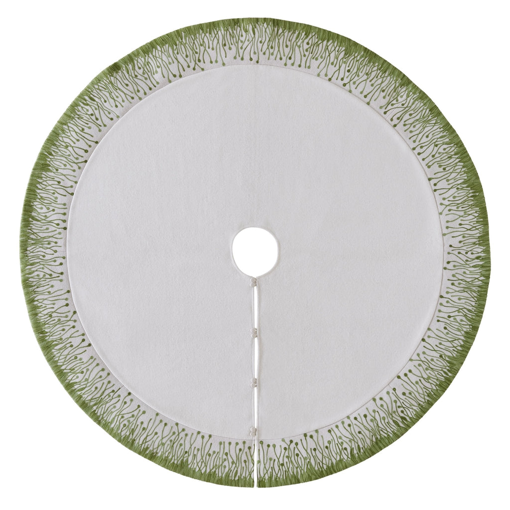 Handmade Flora Christmas Tree Skirt Green Arcadia Home