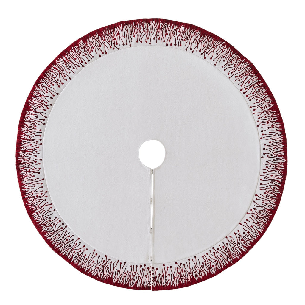 Handmade Flora Wool Christmas Tree Skirt 60" Arcadia Home