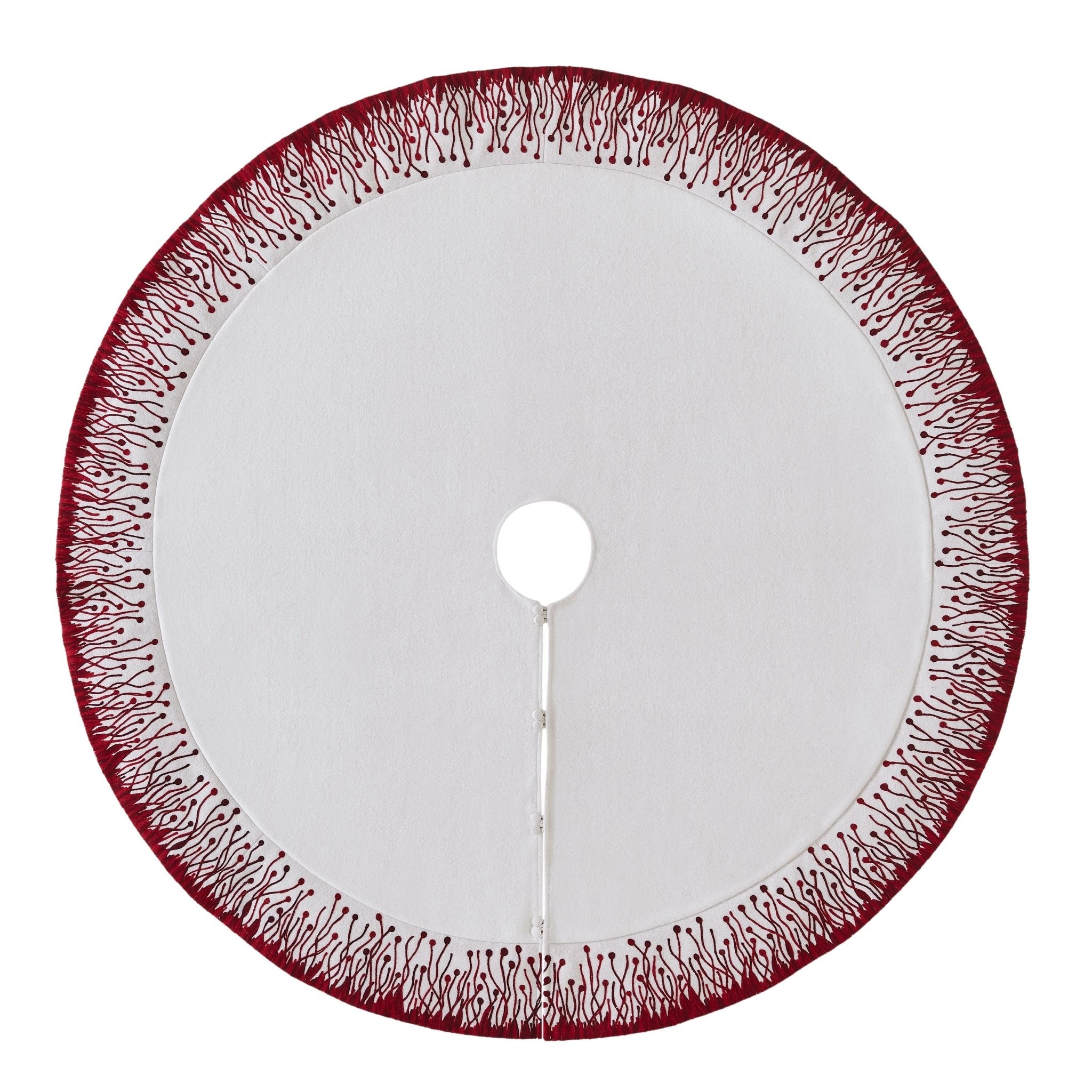 Handmade Flora Wool Christmas Tree Skirt 60" Arcadia Home