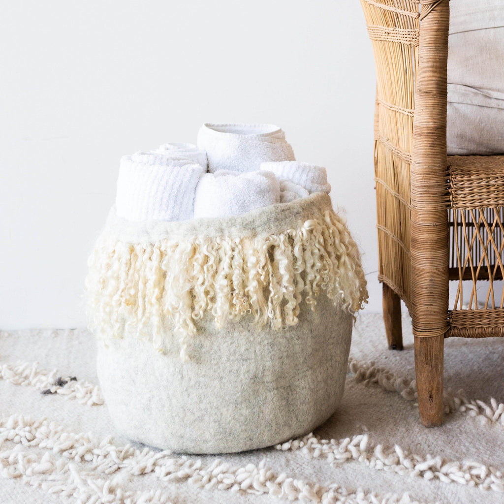 Fringed Skirt Mohair Decorative Wool Basket