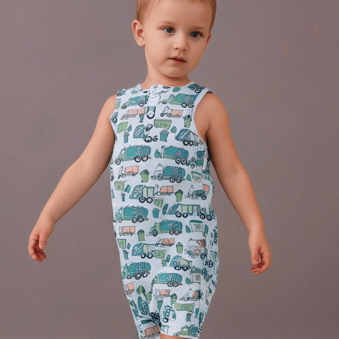 Garbage Trucks Recycle Tank Romper