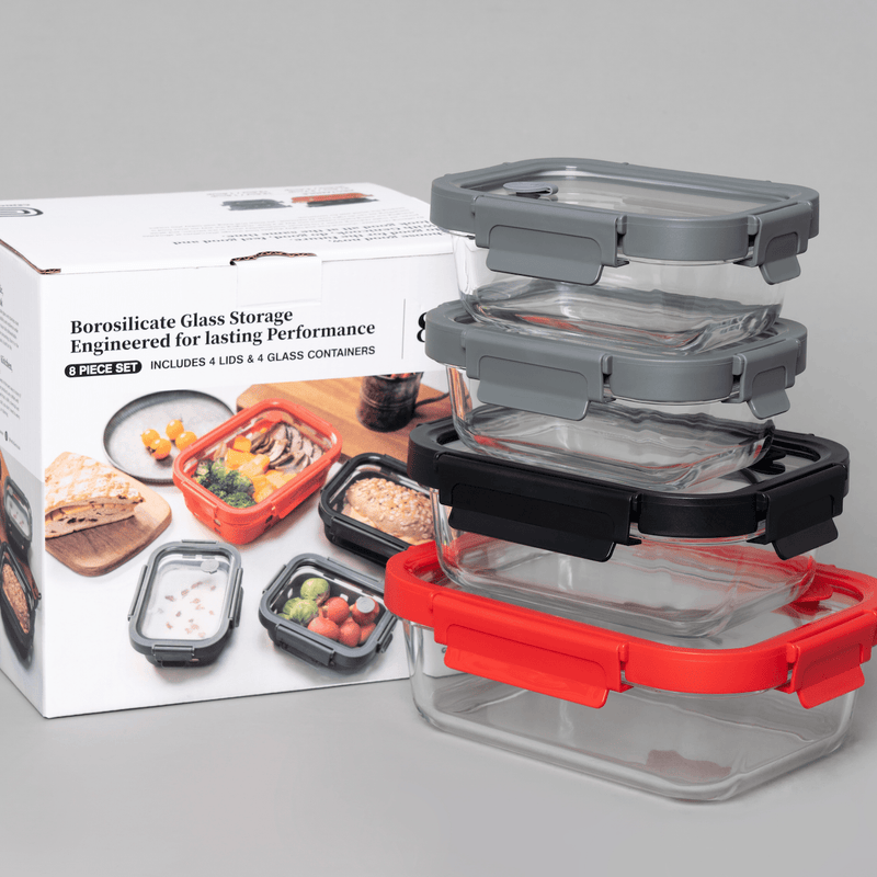 Glass Containers & Lids - Rectangular