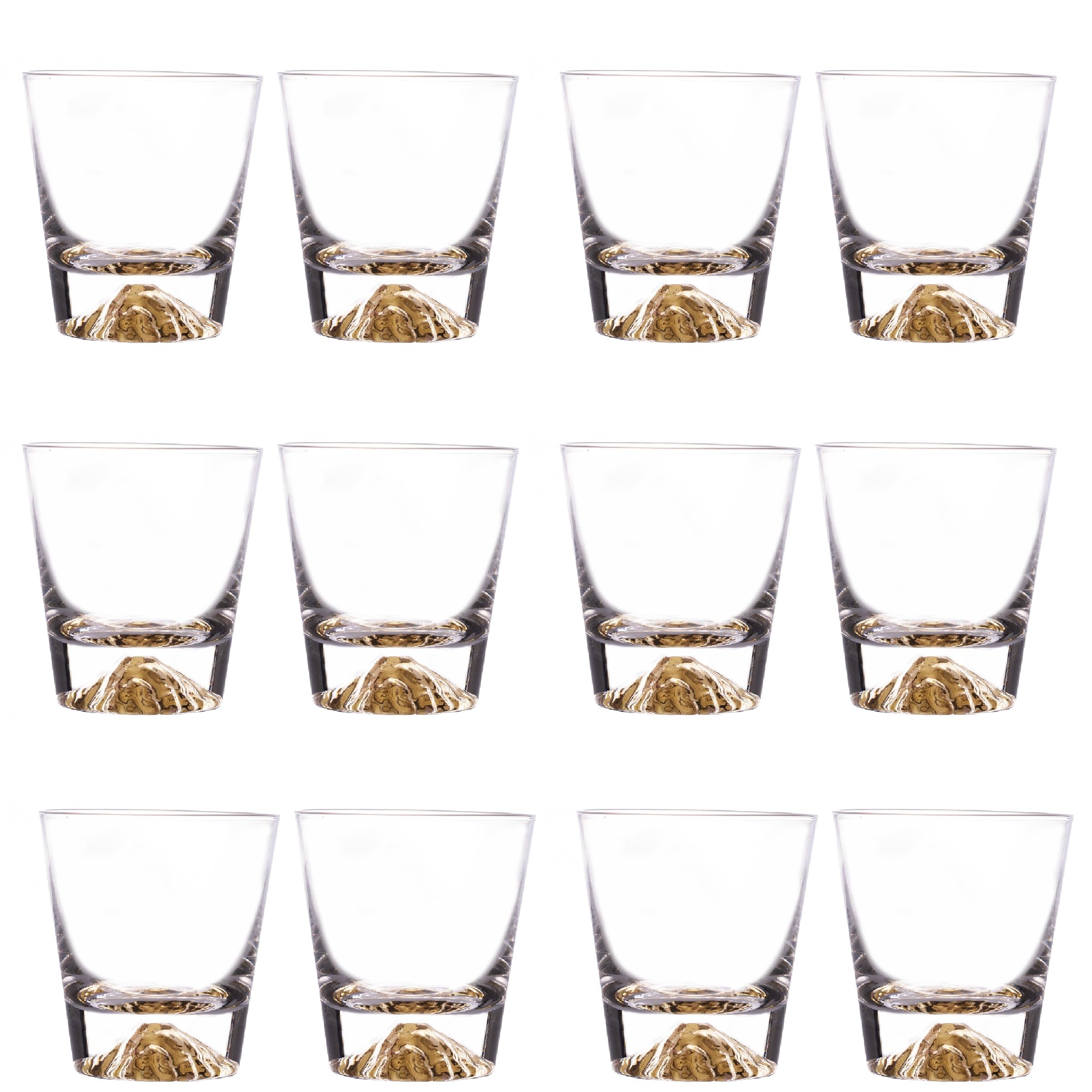Whiskey Glasses Crystal Clear Gold Heavy Base Bourbon - 10oz
