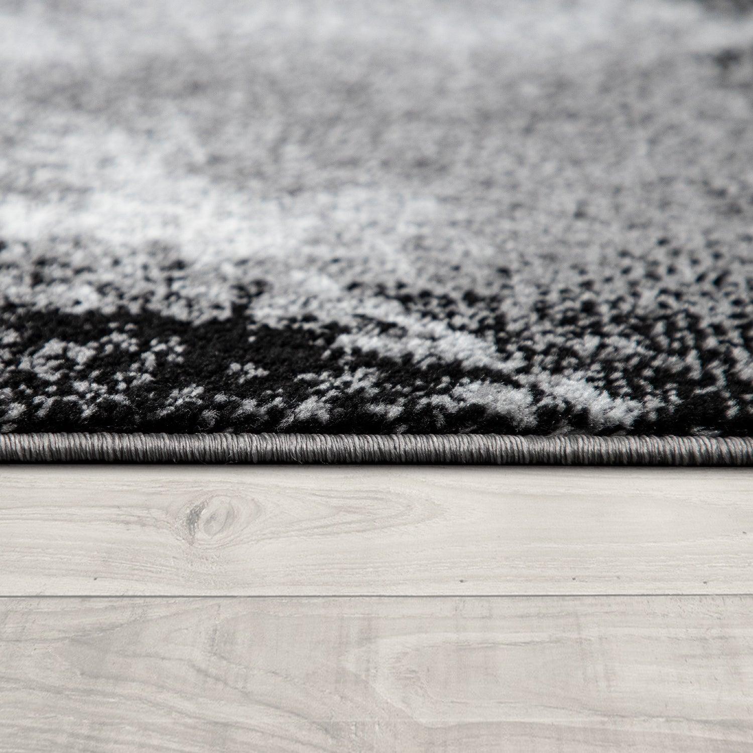 Grey White Area Rug Modern Design with Abstract Paint Effect