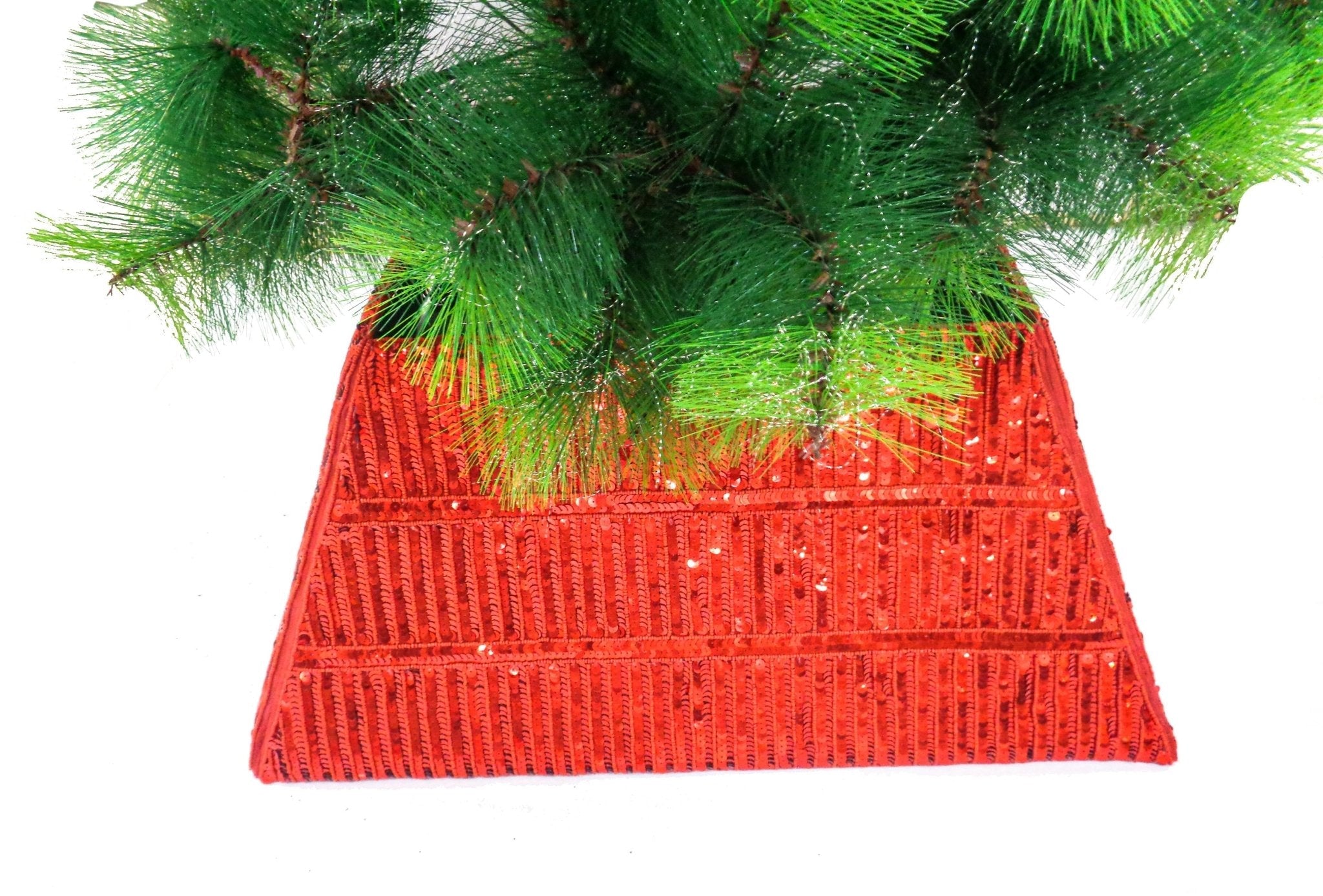 Hand Beaded Adjustable Christmas Tree Collar - Red Sequins Arcadia Home