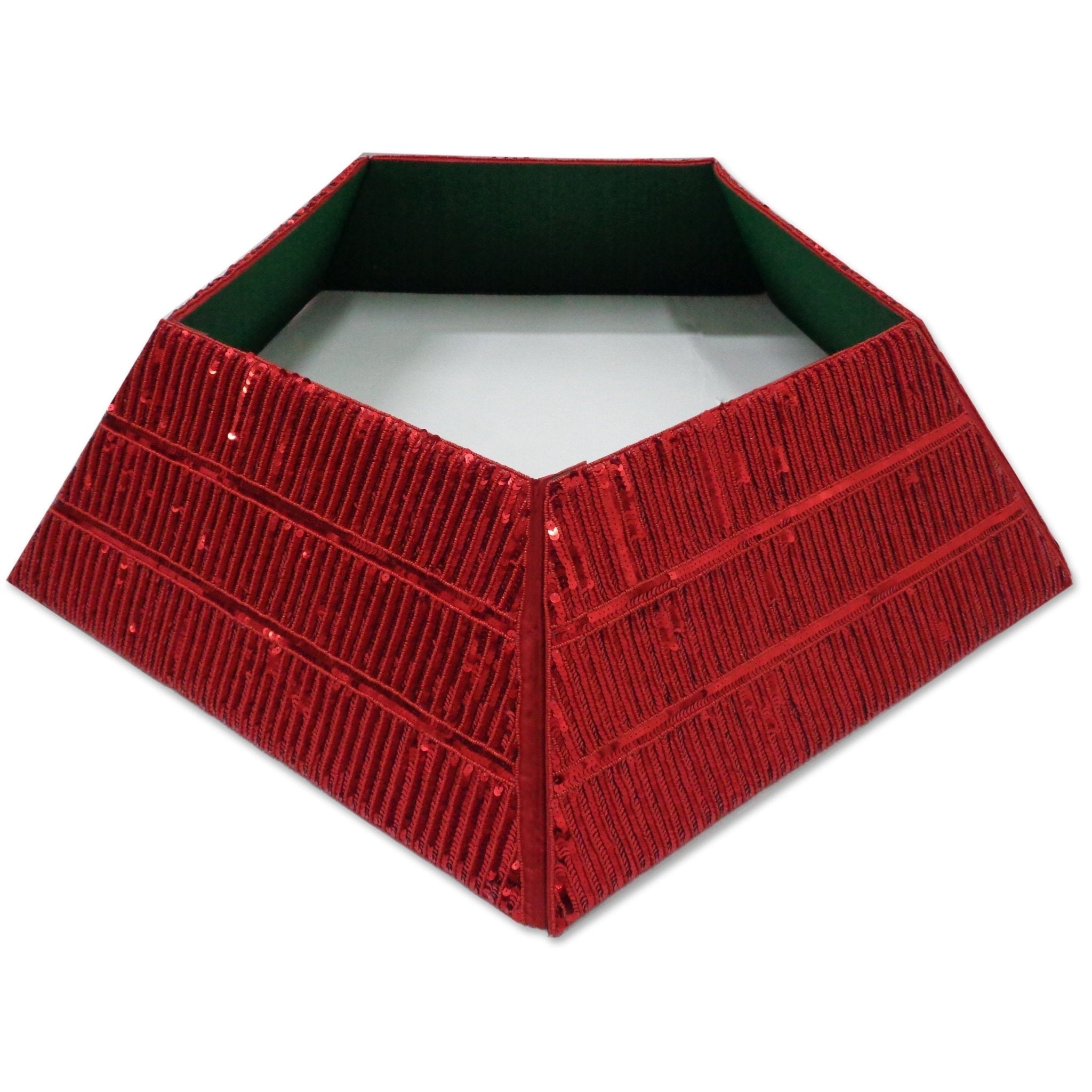 Hand Beaded Adjustable Christmas Tree Collar - Red Sequins Arcadia Home