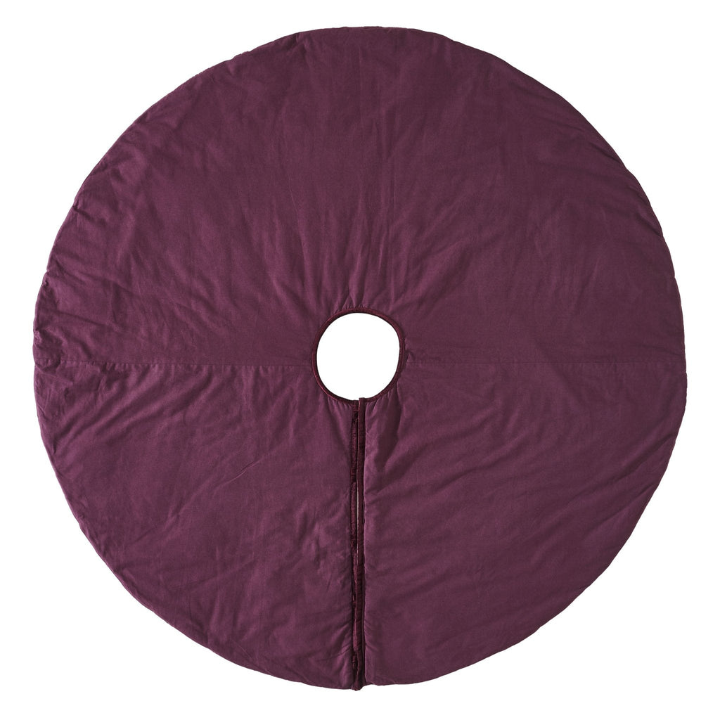 Hand Beaded Velvet Floral WIne Christmas Tree Skirt 60" Arcadia Home