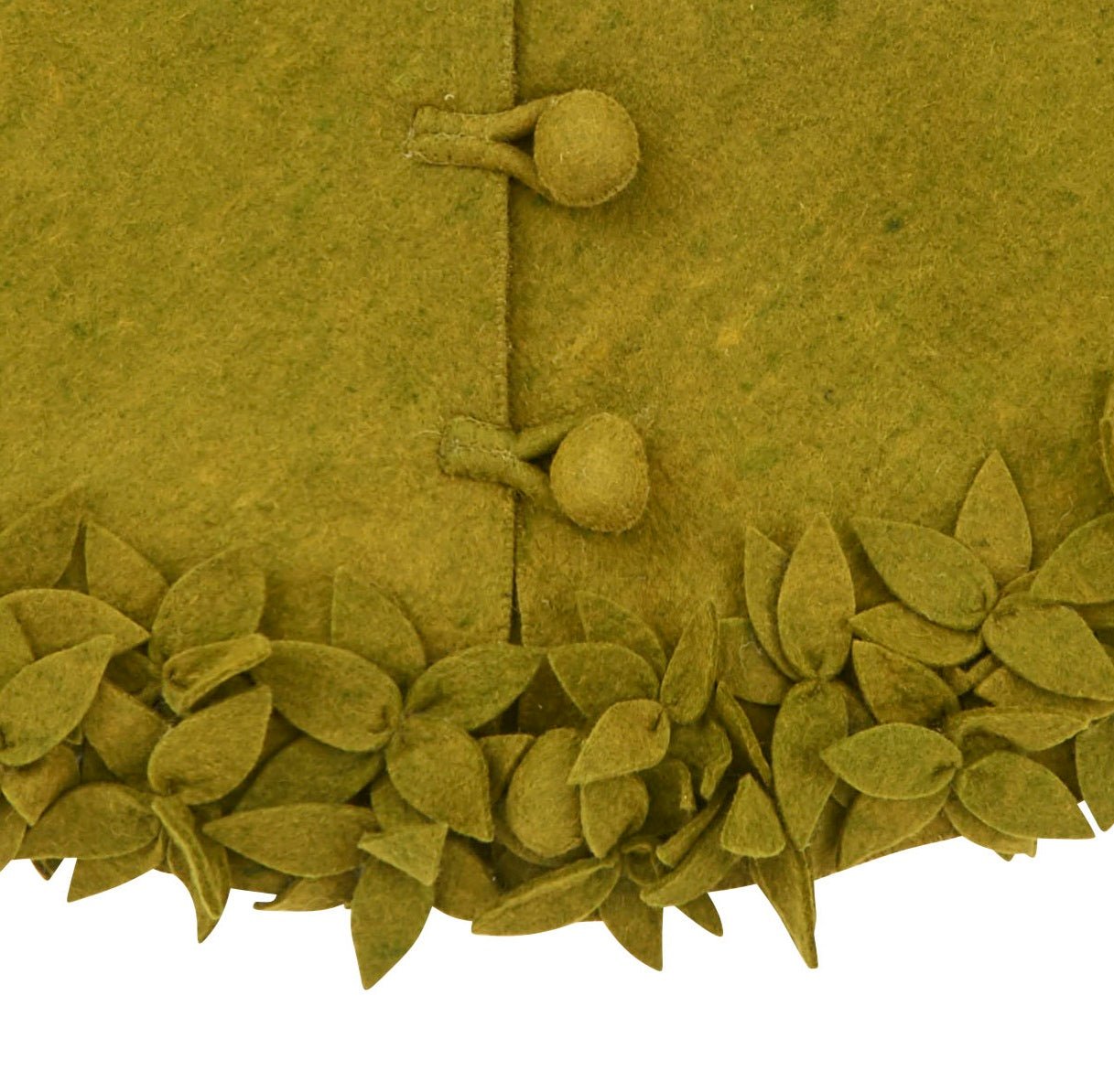 Hand Felted Wool Overlapping Flowers Border Chartreuse XL Christmas Tree Skirt 64" Arcadia Home